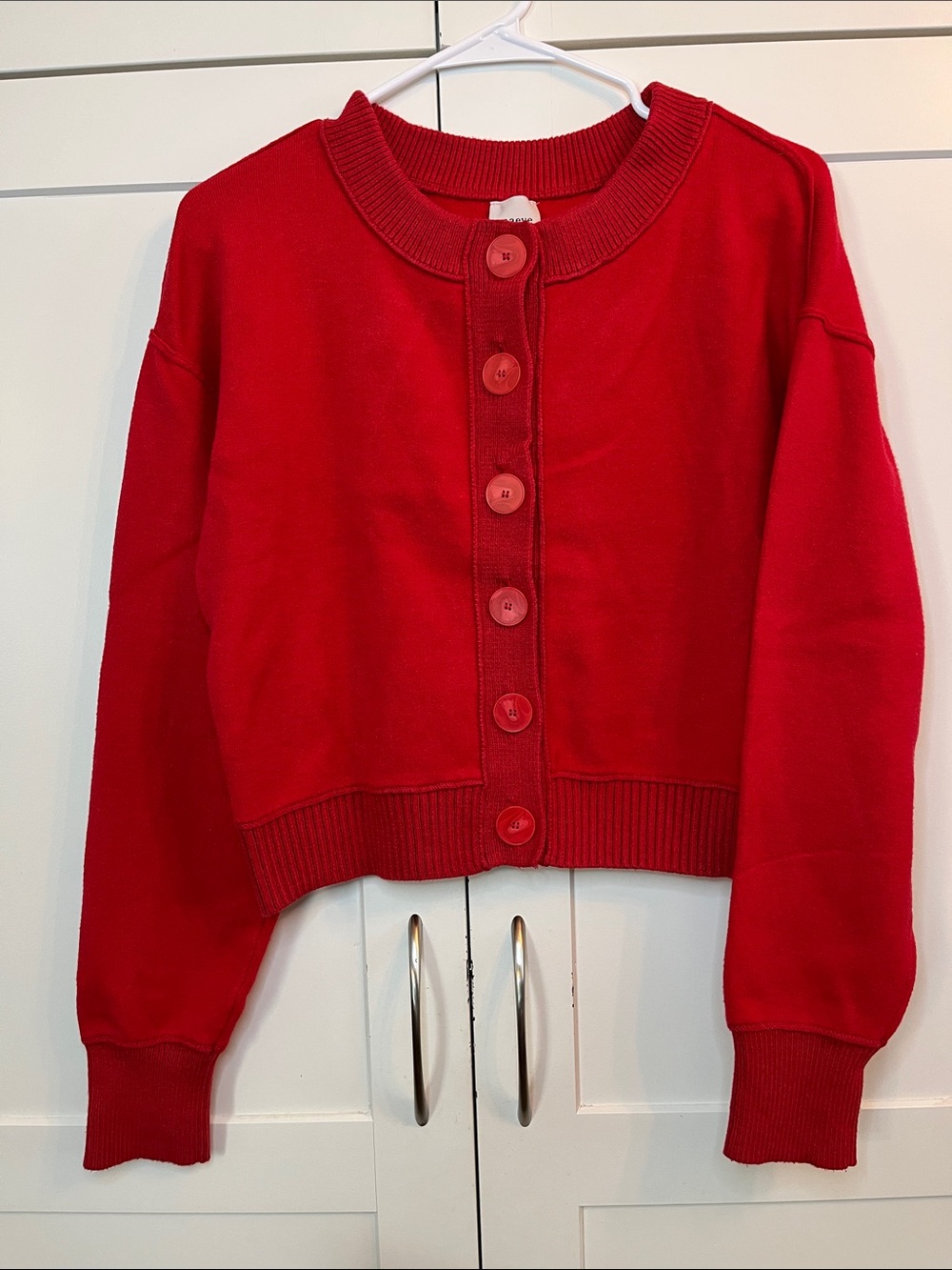 Maeve The Sutton Compact Cardigan Sweater in Cherry Red - Size Medium